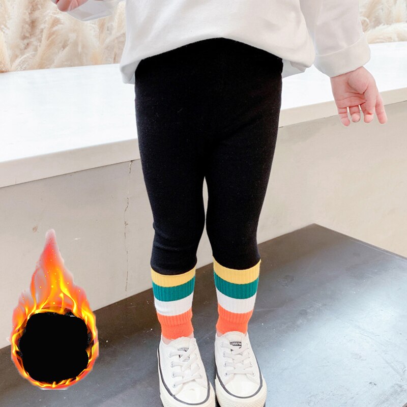Leggings de algodón 100% para niña, pantalones ajustados, ropa para bebé, Leggings para niño: warm black / 130cm Tall