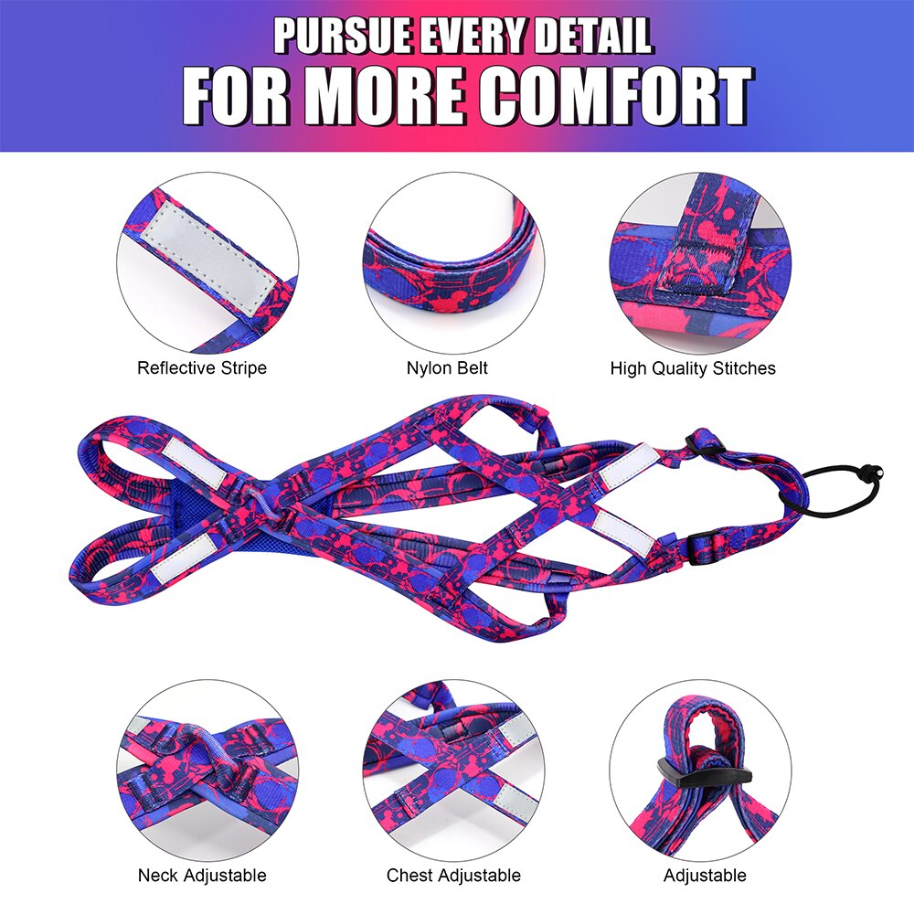 Reflective Dog Sledding Harness Pet Weight Pulling Sled Harness Durable Harness for Medium Large Dogs Scootering Skijoring