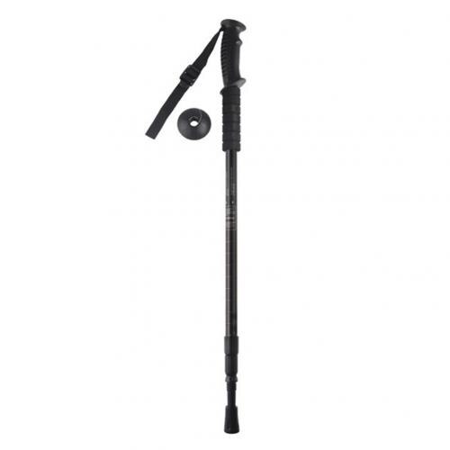 1Pc Portable Walking Poles Adjustable Telescopic Scandinavian Outdoor Climbing Ultralight Trekking Pole Anti Shock Walking Stick: Black
