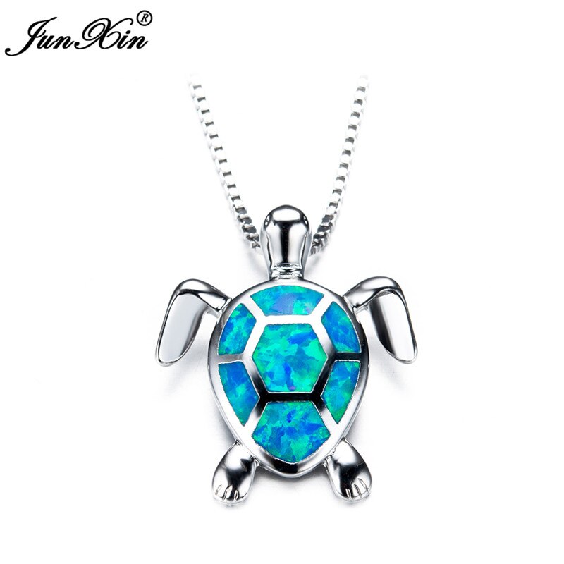 Vrouwen Blauw Groen Wit Opaal Turtles Ketting Mode Animal Bruiloft Sieraden 925 Sterling Zilveren Kettingen Hangers