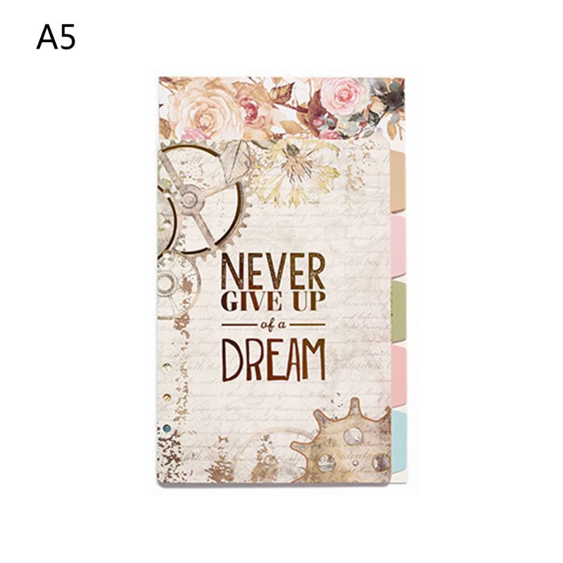 Separador de hojas sueltas para cuaderno, separador de índice de 6 agujeros, planificador de papel diario, carpetas, suministros de papelería para estudiantes, A5, A6, 1 Juego: A5-B