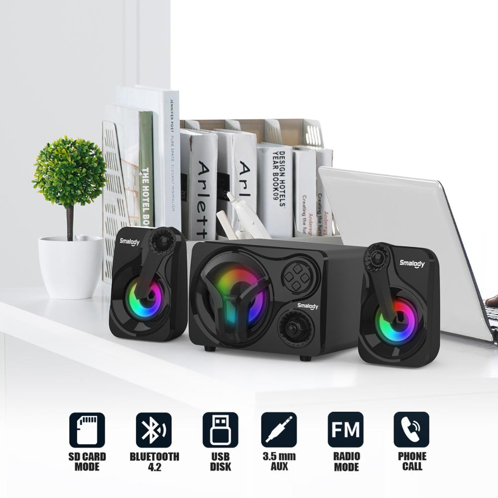 Trådlös bluetooth högtalare dator tv dator bärbar dator usb högtalare musik kolumn högtalare subwoofer med bärrem fm