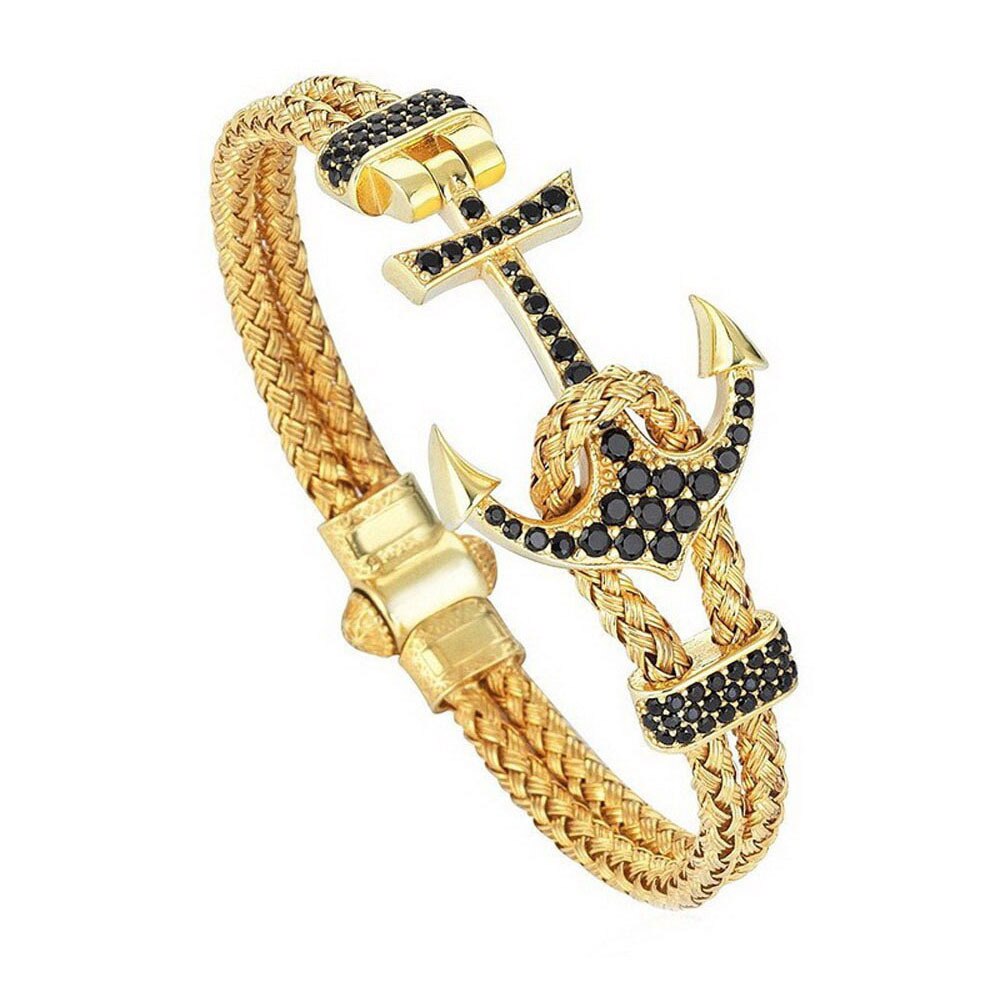 CHUHAN Punk acier inoxydable ancre Bracelets HipHop/Rock Style Bracelets pour hommes bijoux couleur noire de C84: Gold