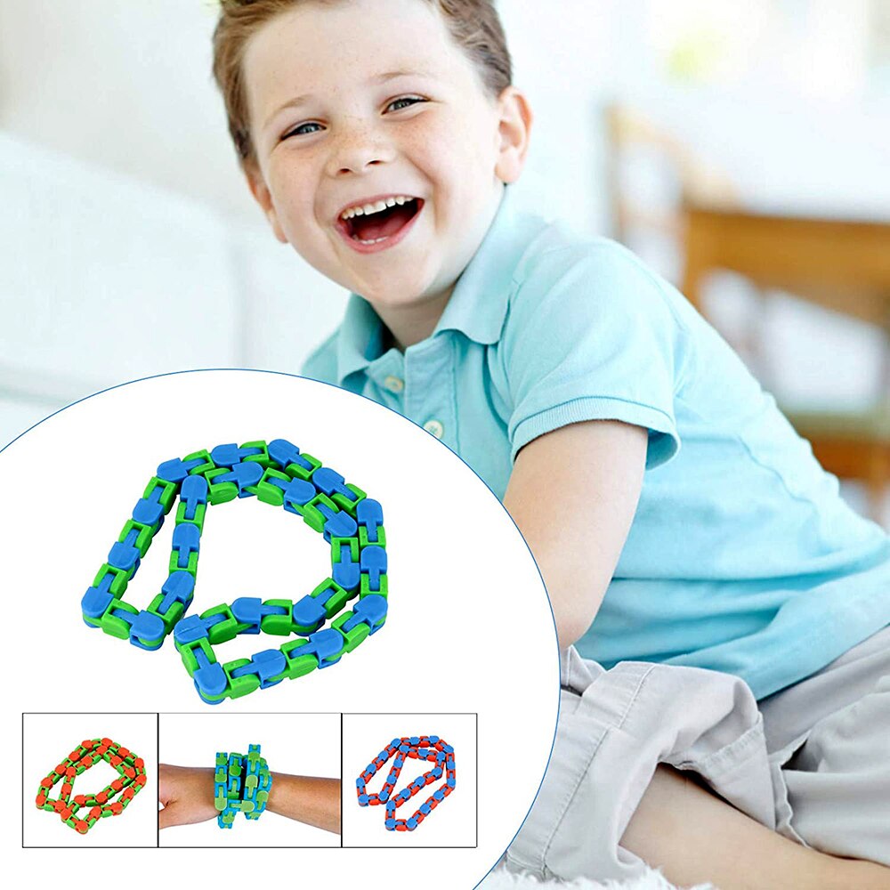 Bicycle Chain Track Stress Relief Toy Colorful Puzzle Sensory Fidget Toys Stress Relief Rotate and Shape Finger Dro
