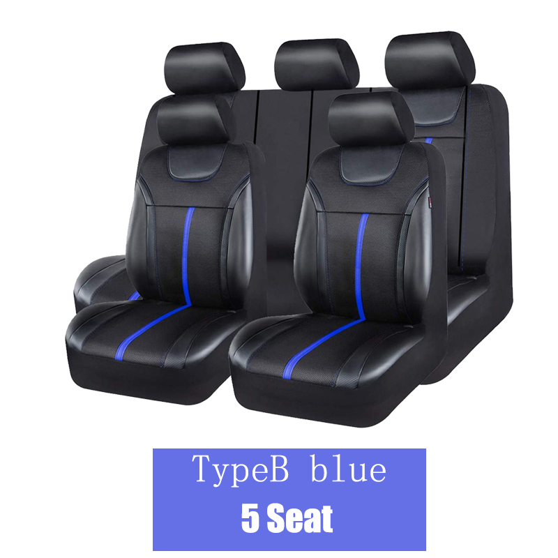 AUTO PLUS PU-Leder und Netzstoff, universelles Autositzbezug-Set, Autozubehör, Unisex, passend für die meisten Autos, SUVs, Van, LKWs, Sitzkissen: CHERRY