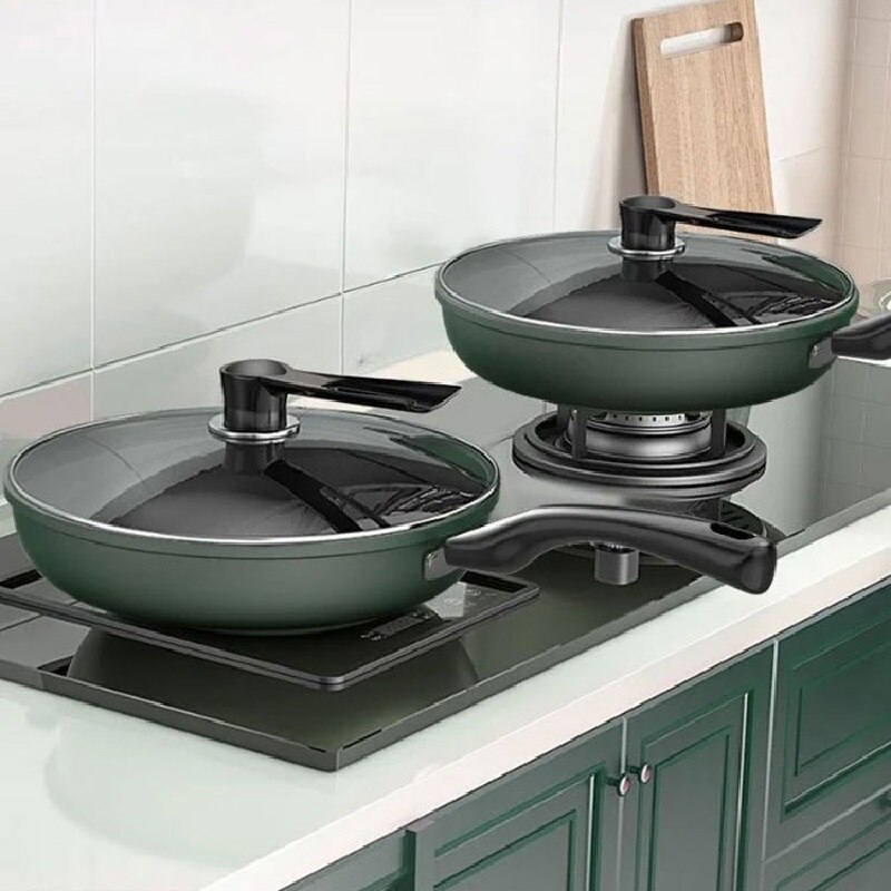 Smokeless kitchen wok 28cm honeycomb non-stick pan stainless steel wok anti-scalding handle with lid kitchen antibacterial wok