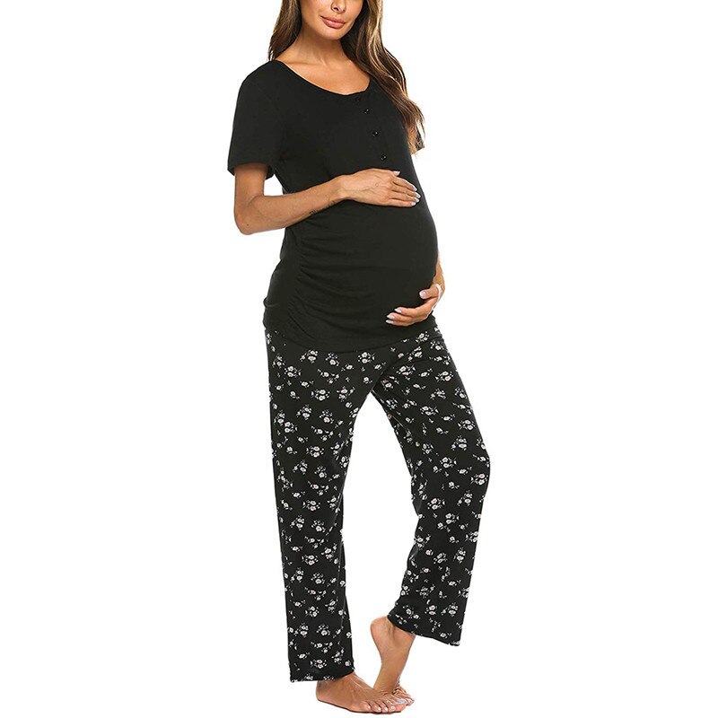 Pyjama Set Voor Zwangere Vrouwen Moederschap Nachtkleding Verpleging Kleding Winter Katoen Borstvoeding Nachtkleding Homewear Tops + Broek