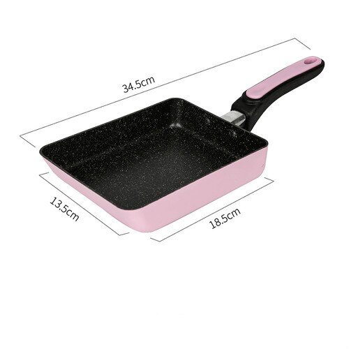Aluminiumslegering jade simrede rissten mini rektangulært stegt æg non-stick pande tyk æg flad bund lille stegepande  ll101911: Lyserød
