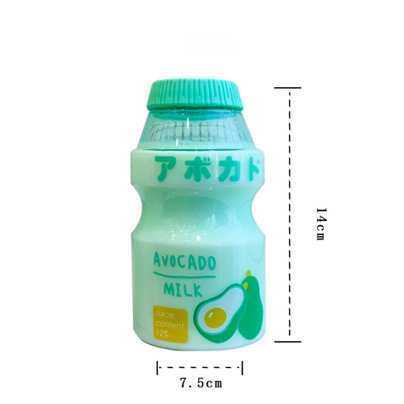 480ml Plastic Water Bottle Tour Drinking Bottle Yakult Shape Cute Kawaii Milk Carton Shaker Bottle for Kids/Girl/Adult BPA Free