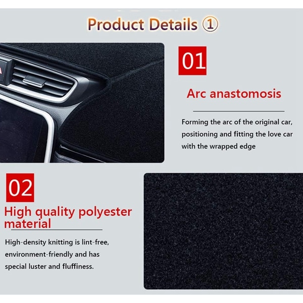 Dashboard Cover Mat for Tesla Model 3 Carpet Cover Sunscreen Insulation Instrument Panel Protection Non-Slip Blac