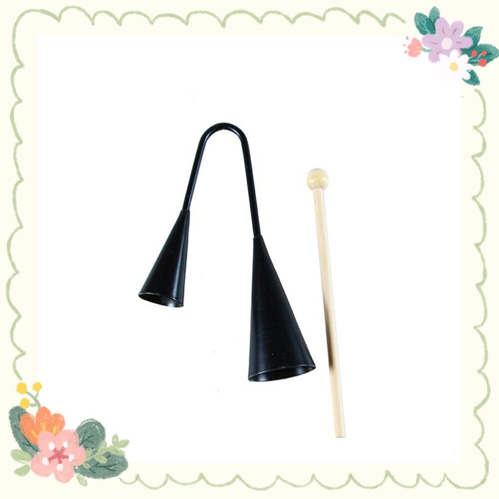 freundlicher Früer Bildung Agogo Glocke Traditionellen Kleine Musical Zwei Tonne freundlicher Schläger Instrument mit Holz Stock (Schwarz)