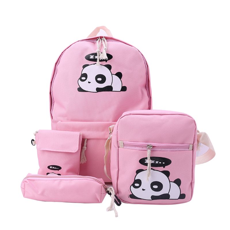 4 pièces sac à dos femme mignon Panda impression sac à dos voyage cartables sac à bandoulière