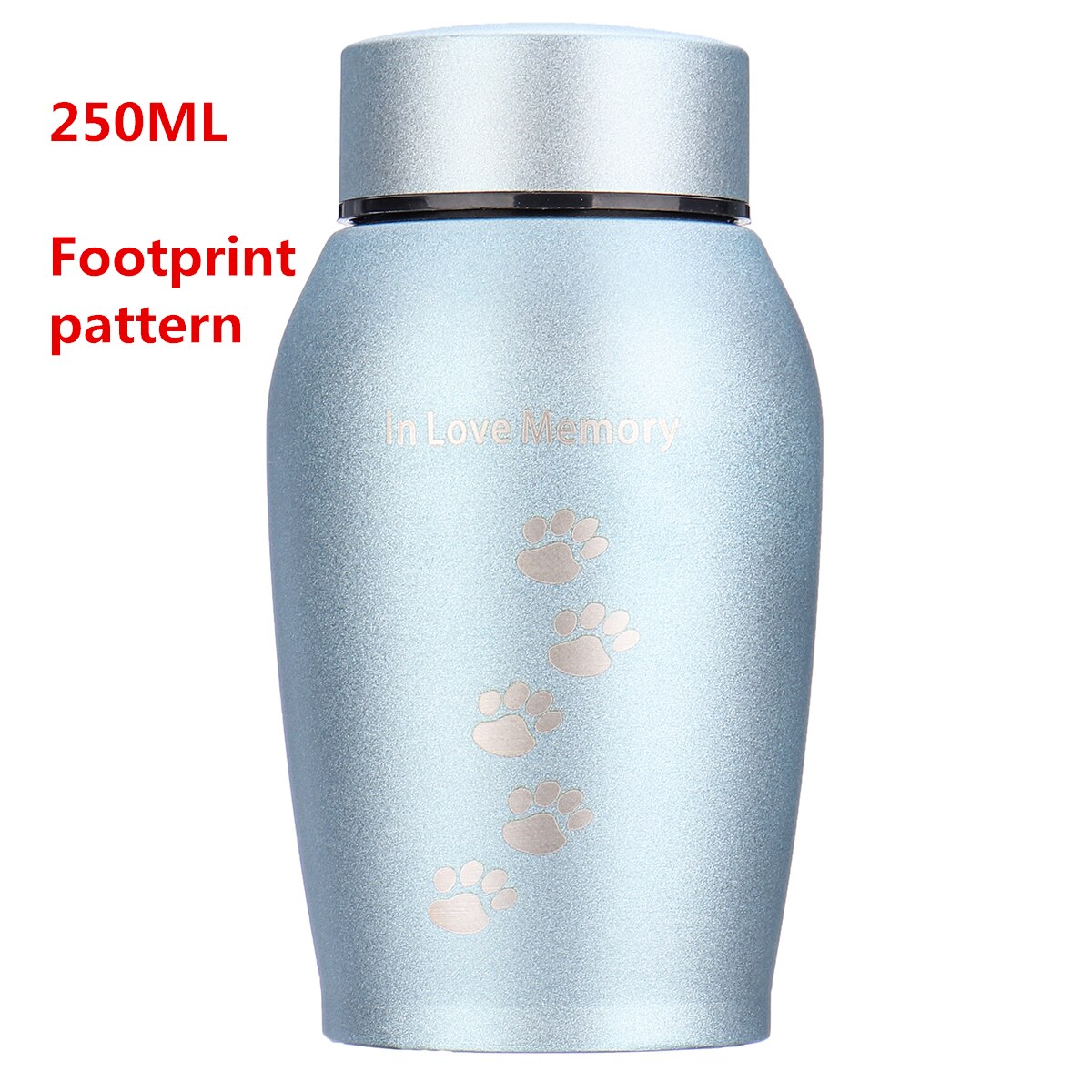 Guld/sort rustfrit stål urner kæledyr hund kat fugle mus kremering aske urne minde kiste columbarium kæledyr mindesmærker: 250ml fodspor 9