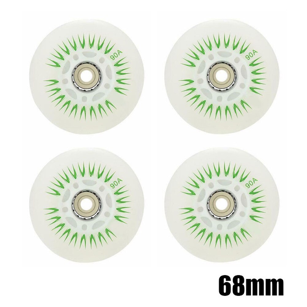 Roues de patins à roulettes coulissantes 90A, éclairage LED, accessoires colorés, 68/72/76/80MM, 4 pièces,rollers patins 4 roues: Green  68mm