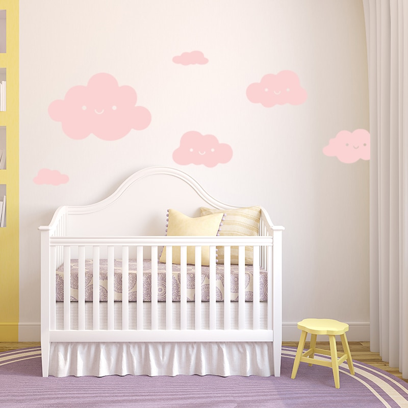 Hvide skyer wallstickers baby tapet boligindretning til børneværelse dekorativ baby soveværelse børneværelse tegneserie sødt klistermærke