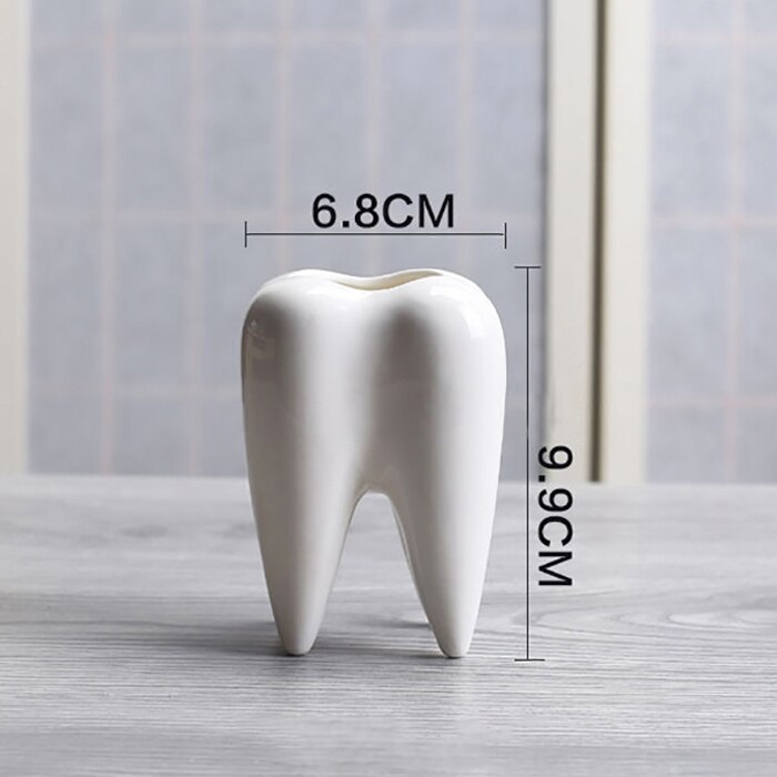 IK Pc Tand Vorm Witte Keramische Bloempot Moderne Planter Tanden Model Mini Desktop Pot (zonder planten): Default Title