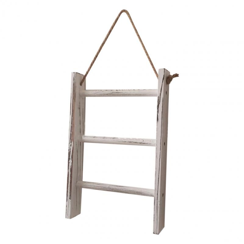 3 våningar badrum vardagsrum mini retro med rep vitkalkad heminredning sovrum förvaring stege trä handduk rack vägg hängande