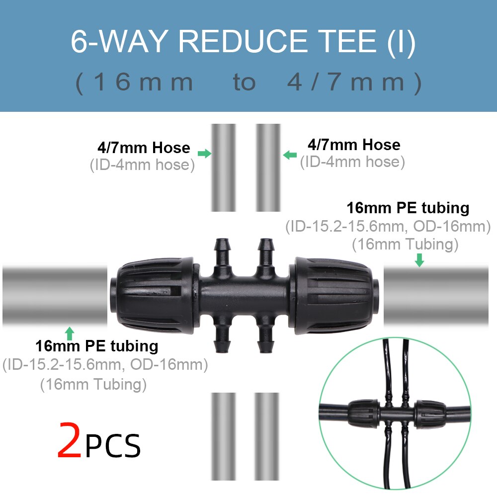 Hose Connector Adapter - 1/2" 3/4" Female Thread to 1/4" 3/8" 1/2" Barb - 2-Way 4-Ways Coupling Tap Tubing Joint: I-2PCS