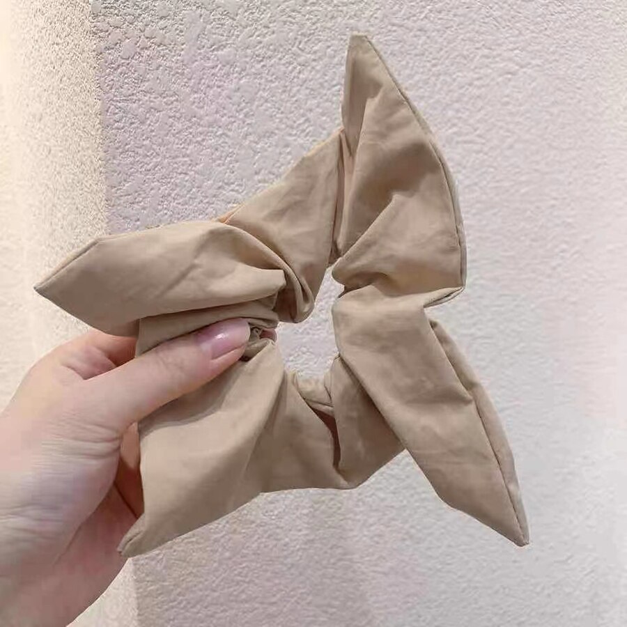 Vierkante Haar Scrunchies Grote Effen Kleur Vrouwen Elastische Haarbanden Meisjes Haar Ring Paardenstaart Rubber Mode Haaraccessoires: Khaki