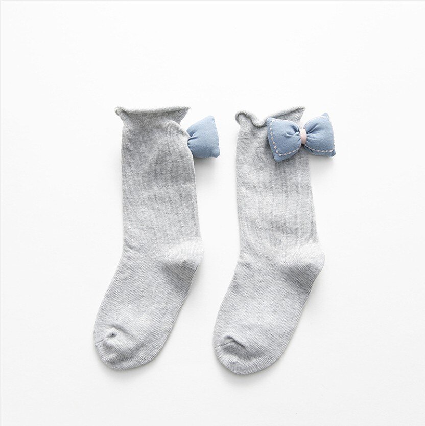 Kinderen Meisjes Mode Strik Sokken Eenvoudige Stijlvolle Sokken Effen Kleur Comfortabele Sokken Voor Kinderen Baby Meisjes