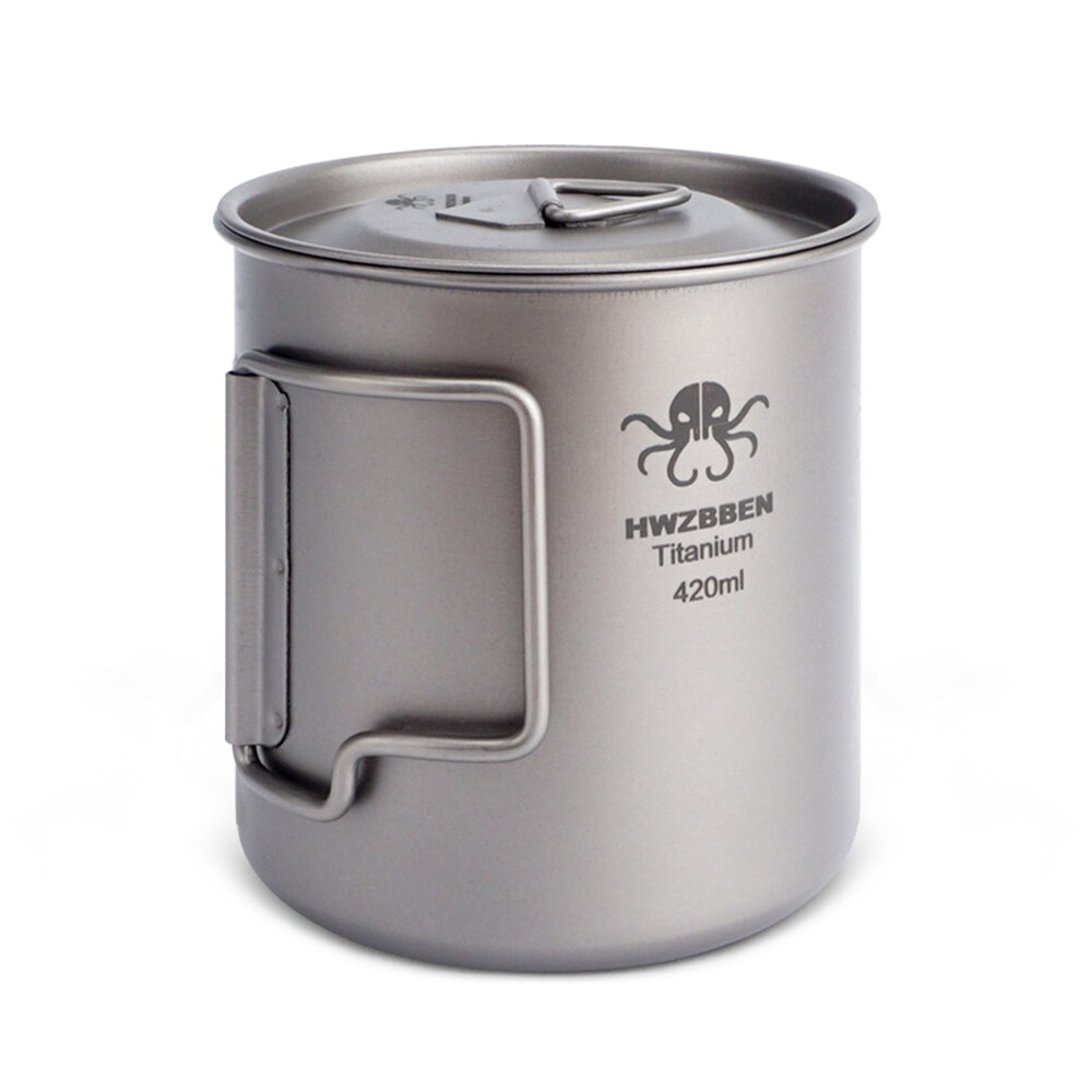 420ml Titan Tasse Camping Wasser Becher mit Foldable Griffe Leicht Wasser Tasse Pro Rucksackreisen Camping Angeln