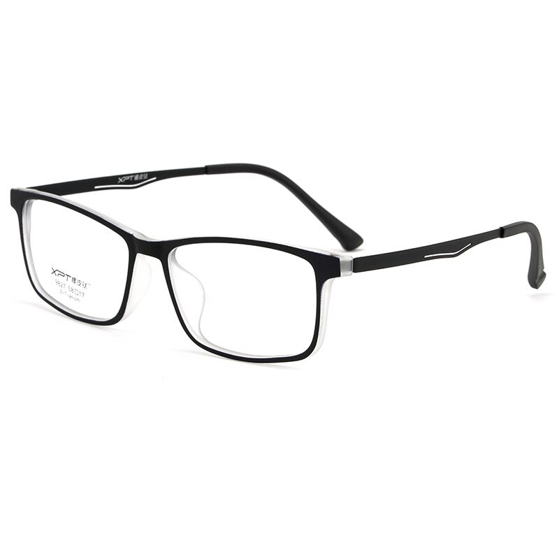 Ren titanium brillestel nærsynethed briller herre ultralette og komfortable fuld stel stort stel optisk brille stel 9827: Sort gennemsigtig