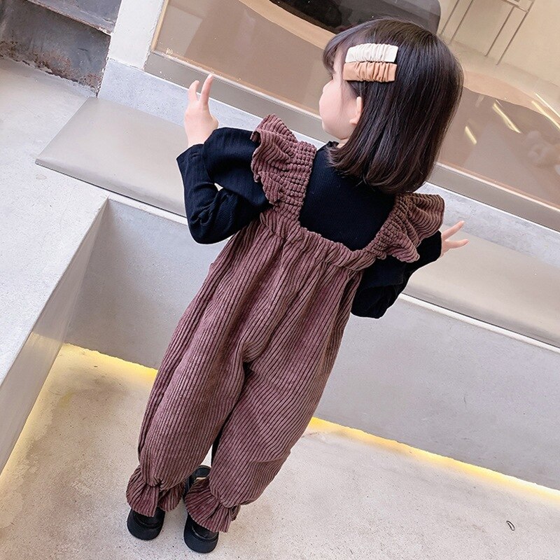 Conjunto de 2 piezas de blusa de lana para niña, ropa o pantalones para niña, camiseta y pantalones de pana, Otoño e Invierno