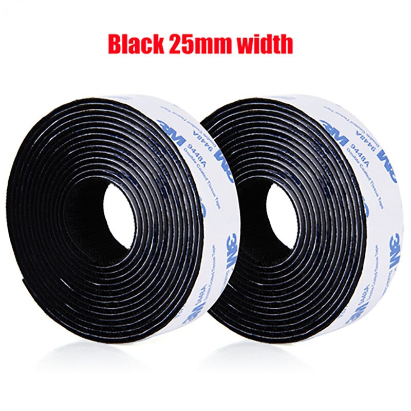 1M/Pair Self Adhesive Hook And Loop Tape16/20/25/30/38/50mm Sticky Nylon Fabric Adhesive Fastener Tape For DIY Accessories: Black 25mm