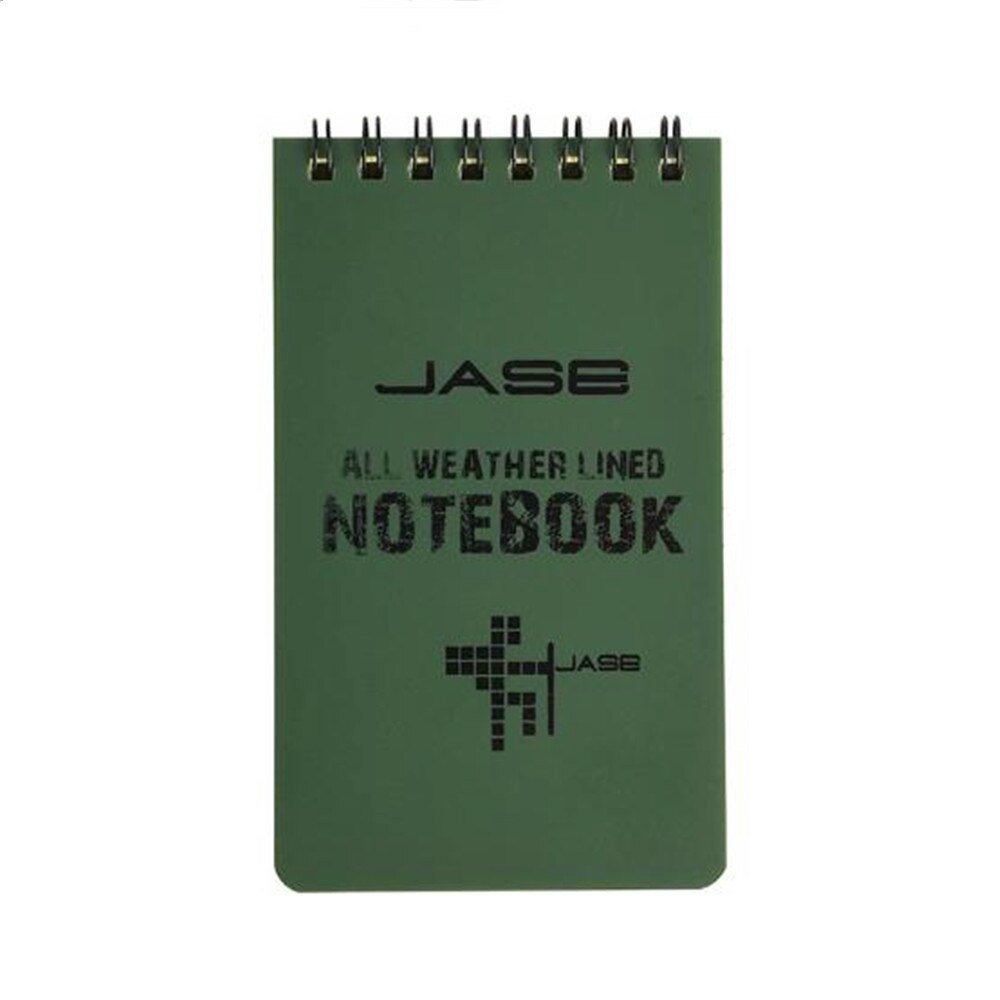 Waterproof Notebook Green Eye Protection Writing Paper All Weather Lined Notepad With Black Metal Coil 50 Sheets: Green