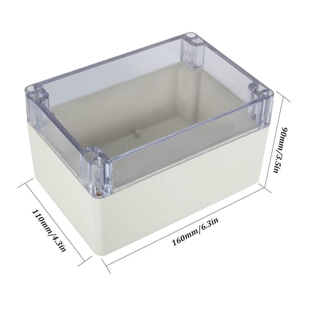 ABS Plastic Junction Box Dustproof Waterproof IP65 Electrical Enclosure Universal Project Enclosure PC Transparent clear cover: 160x110x90