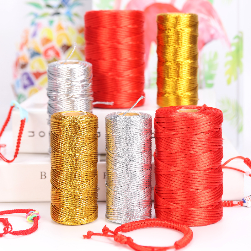 Handmade 1.5mm Gold Silver Cord Rope thread Twisted Macrame String DIY for Home Wedding decoration Tag and packaging Cord