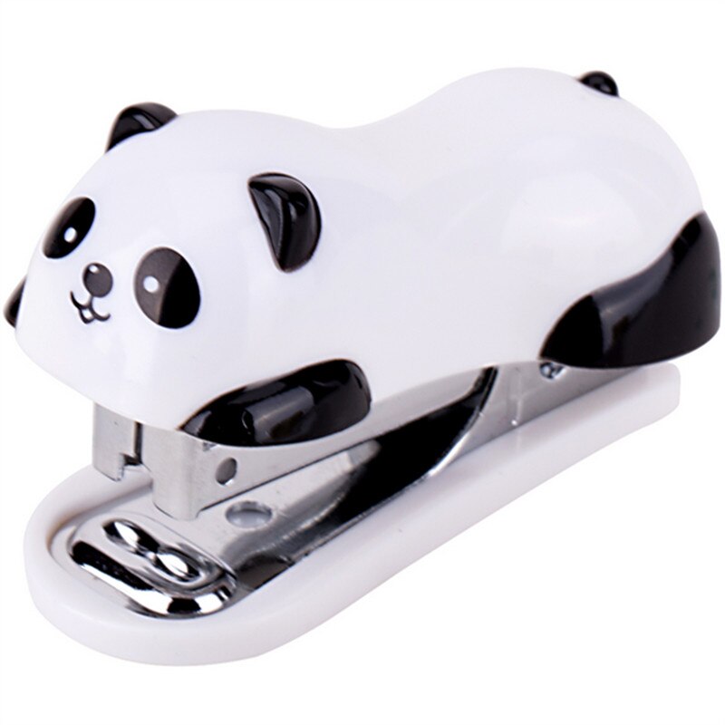 Dyre tegneserie minihæftemaskine skoleartikler kontorpapir papirclips bindemiddel minihæfteklammer hvid lille hæftemaskine: Panda