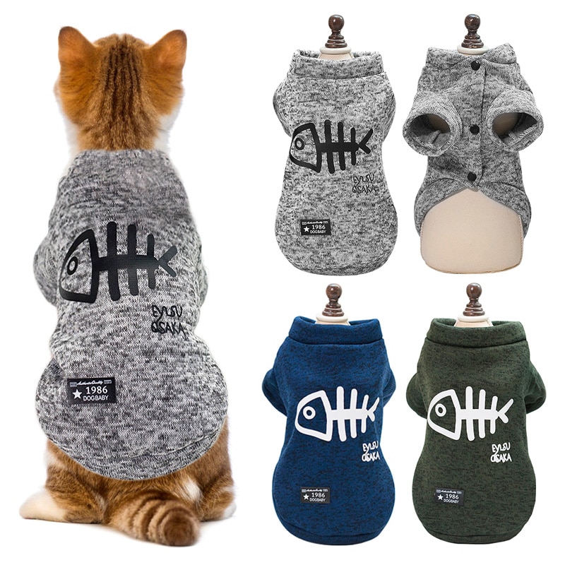 Autumn/winter warm clothing for small cats and dogs, printed cat costumes, kitty/kitten coats, sweatshirts, pet cat clothes and outfits