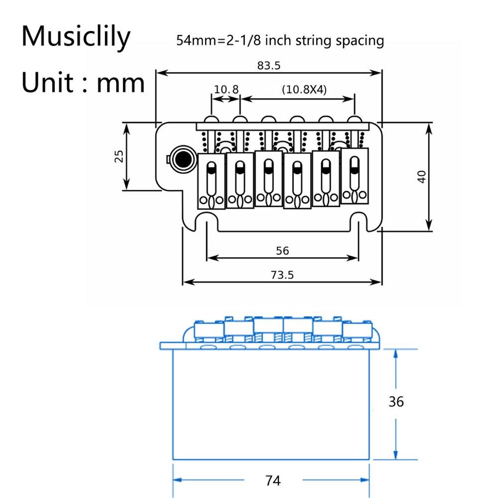 Wilkinson 54 Mm (2-1/8 Inch) vintage Stijl Volledige Blok Pop-In Arm 2-Point St Gitaar Tremolo Brug Voor Mij/Mik Strat, chrome