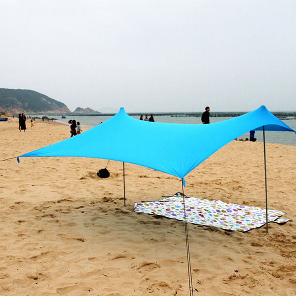 Foldable Portable Garden Beach Sun Shade Yard Camping Shelter Tent With Sandbag Family High Stretch Fishing Outdoor Iron Poles