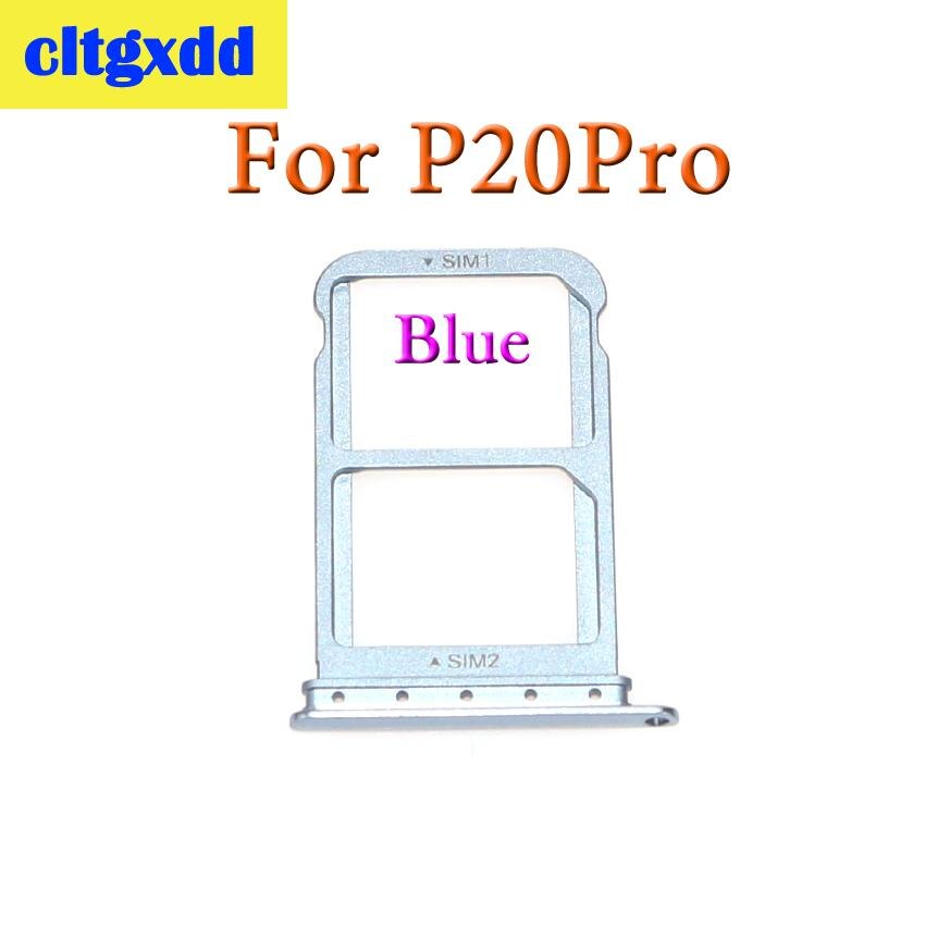 Cltgxdd 1 stk til huawei  p20 pro sim-kort bakkeholder slot adapter stik dobbelt sim beslag reservedele: Blå