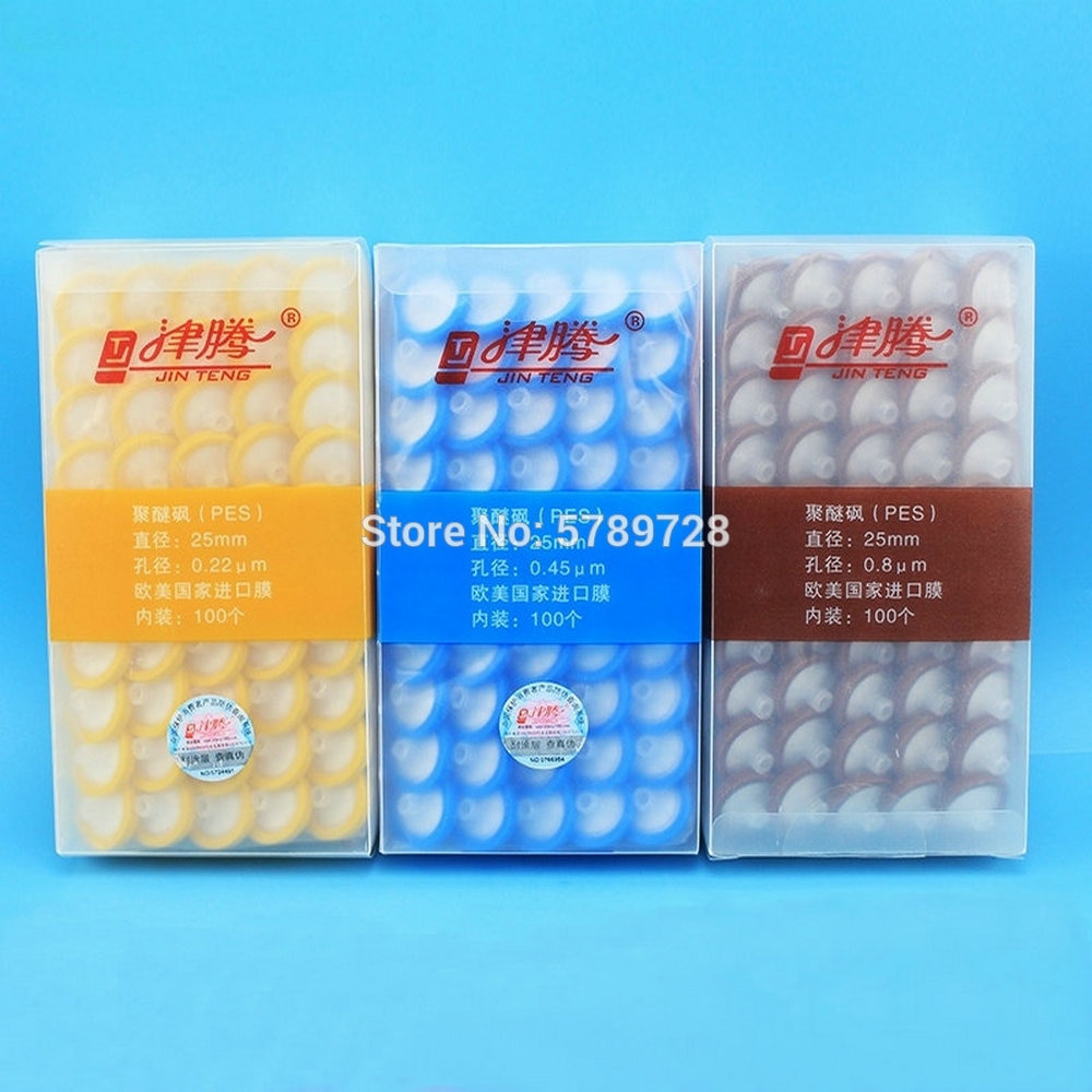 100pcs/lot Lab13mm 25mm material Nylon/PES/PTFE Millipore Membrane Filter Syringe filter o,22um/0.45um/0.8um for experiment