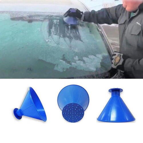 Rasqueta de hielo para parabrisas de coche, en forma de cono, removedor de embudo redondo para exteriores, nieve, novedad de