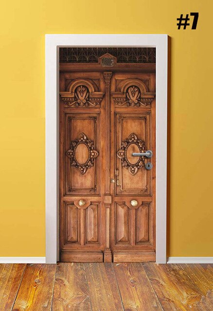 Autocollant pour rénovation rétro de porte en PVC, bricolage rétro, autocollant imperméable pour porte d'entrée, décoration de maison, décalque d'image imprimée: Door XRK1596-07 / 77x200cm