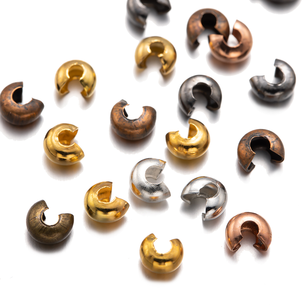 300 Stuks Krimp Kraal Covers Half Ronde Open Knoop Einde Tip Voor Diy Armband Ketting Sieraden Ambacht Levert Materiële Bevindingen: M / Paars