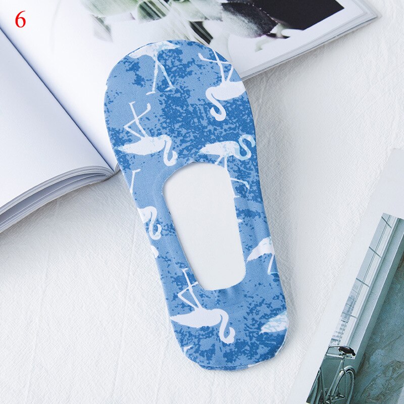 DIY Print Anti-skid Socks Silk Invisible Cats Flamingo Sock Printed in Boat Non Slip Short Socks Female Cartoon No Show Low Sock: 6