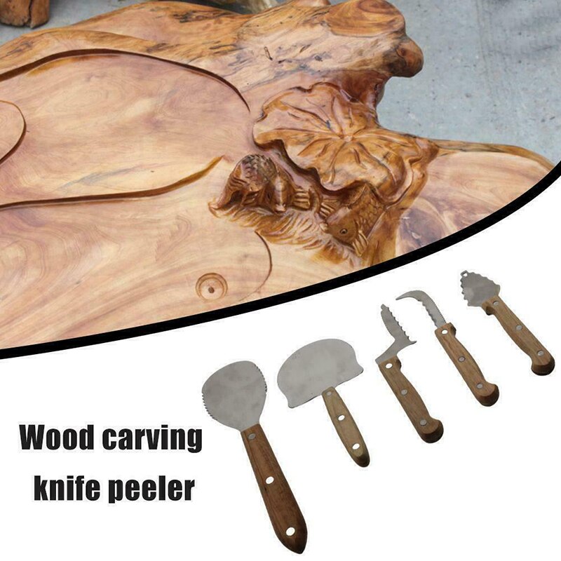 5Pcs Stainless Steel Wood Carving Tools Craft DIY Pumpkin Carving Kit Woodworking Cutter Hand Tool Set