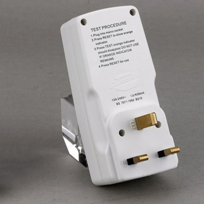 -Uk Plug 13A Gfci Leakage Protection Plug Rcd Socket Home Circuit Breaker Cutout Power Trip Switch- Uk Plug