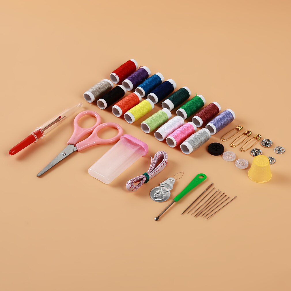 1 Set Sewing Tool Pack Kit Thread Threader Needle Tape Measure Scissor Thimble with Storage Box Sewing Tool Accessory