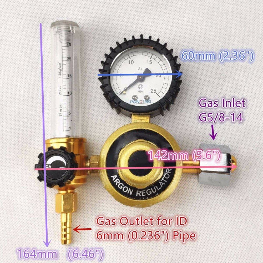 Gas Regulator Flowmeter for MIG/MAG TIG Welding 0-25 Mpa Argon CO2 Helium Nitrogen Gas Meter Guage