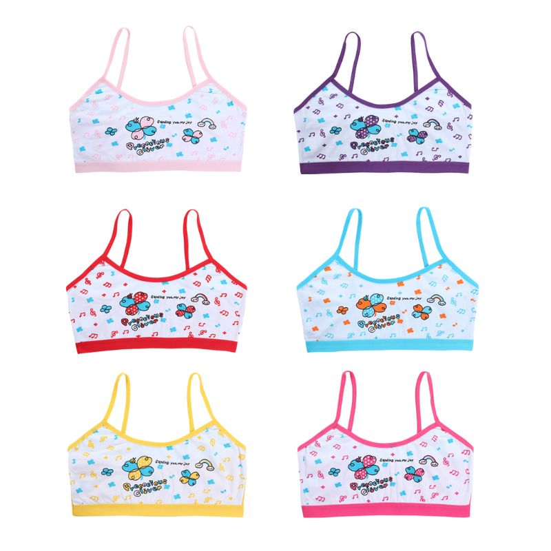 Girls Bra Underwear Lingerie Kids Teens Teenage Young Adolescente 8-14Years Student Cotton Cartoon Print Undewear Tops 19QF