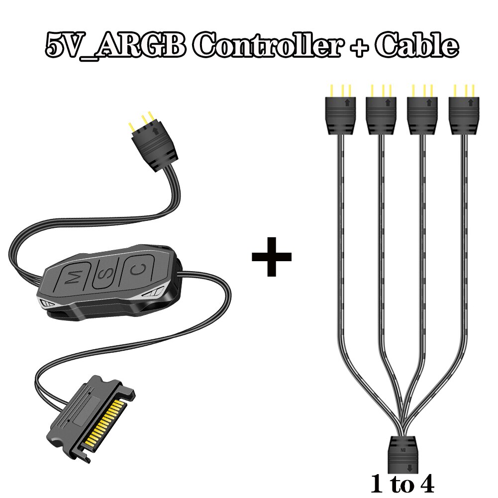 5V 3 Pin 3pin to SATA ARGB Mini Adapter Controller HUB Computer Fan LED Lighting CPU Cooler Water Cooling RGB Control Cable: Adapter with Cable