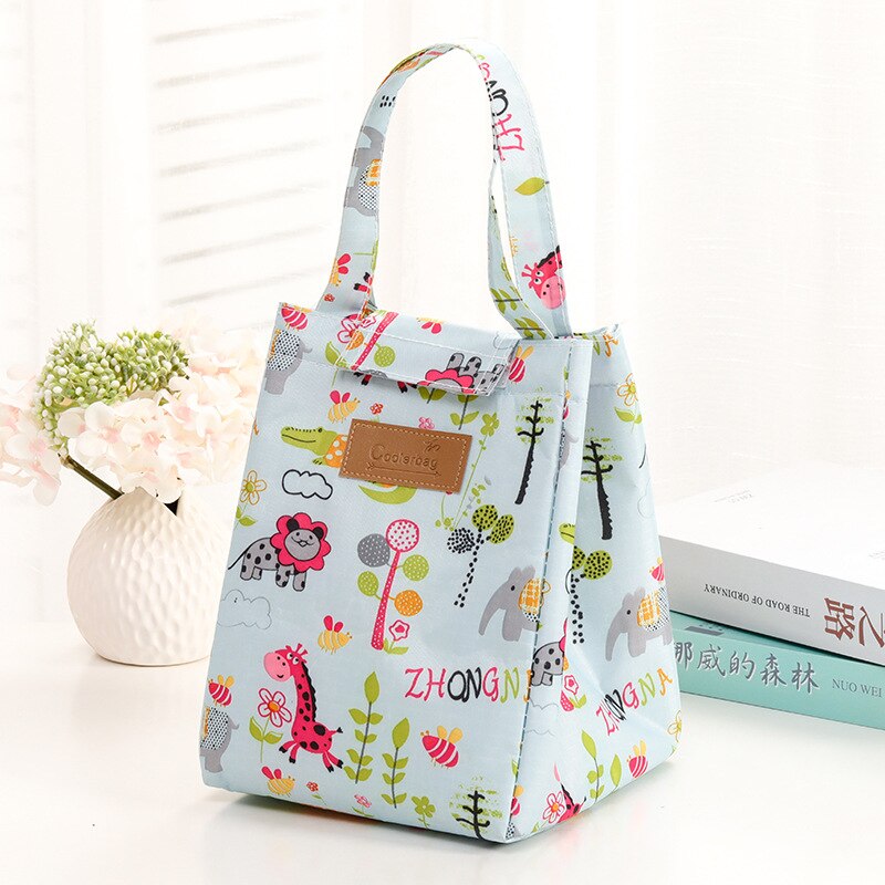 Cute Animals Lunch Box Insulation Cold Food Bags Thermal Oxford Lunch Bags Waterproof Convenient Cooler Bags Tote Bags Bolsa