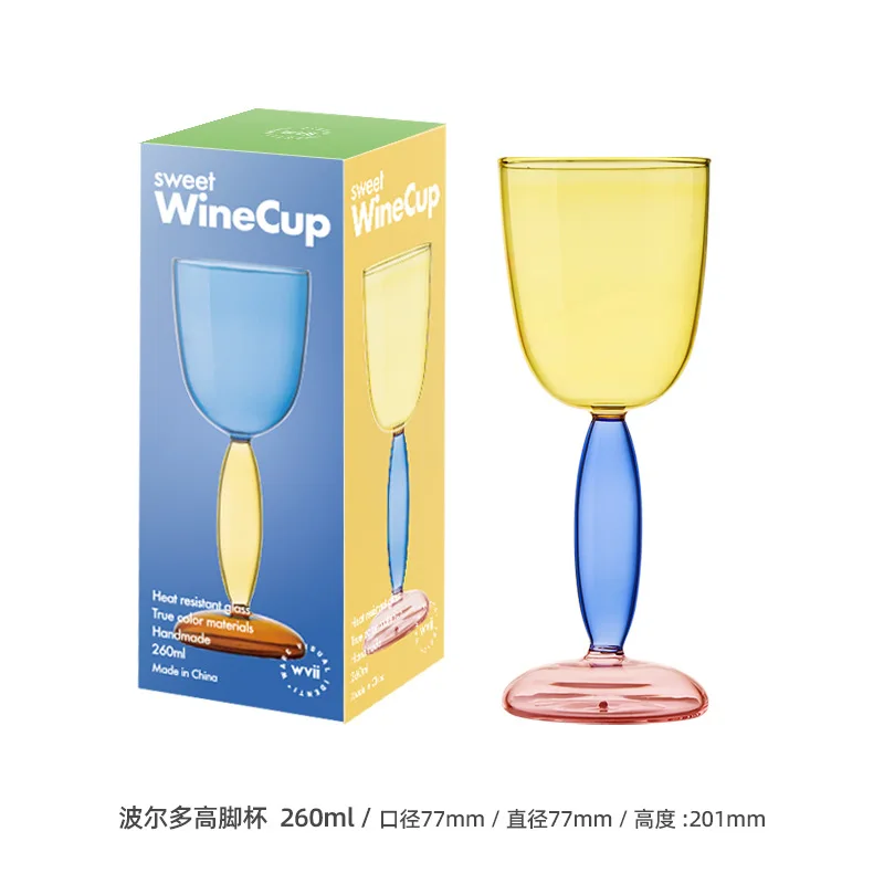 Copa de copa de vino de colores, vasos Bordeaux Borgoña, vasos de cóctel de vidrio de borosilicato, decoración para amantes, 1 ud.: Rojo