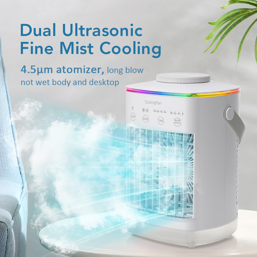 Ventilador de aire acondicionado portátil, ventilador de refrigeración, ventilador de refrigeración para el hogar, dormitorio, aire frío móvil, aire acondicionado pequeño refrigerado por agua